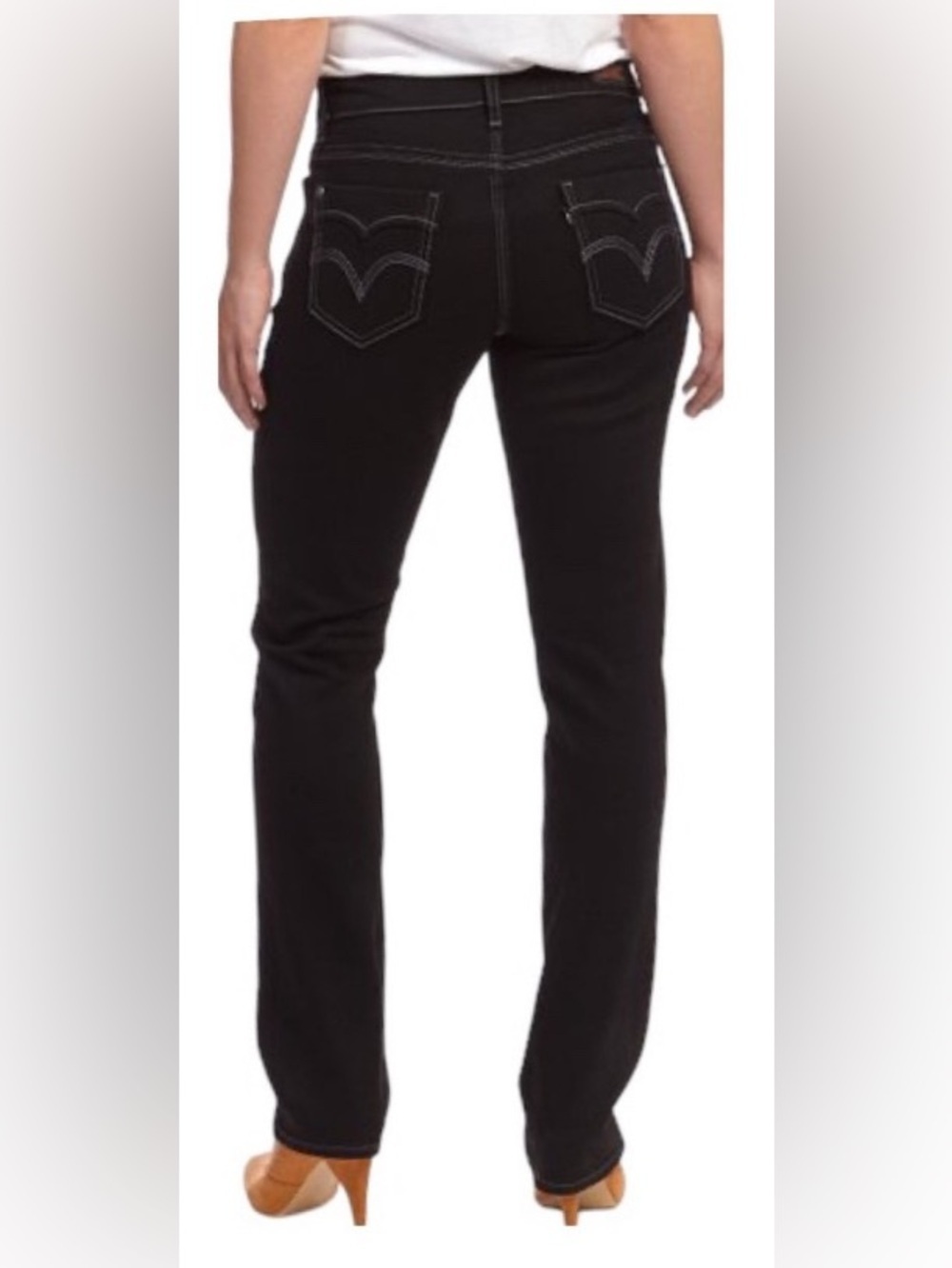 Levi's 529 Curvy Straight Black Jeans with Contrast Back Stitching - 29/32